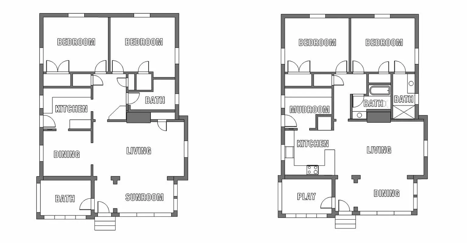 Original Floor Plan And Floor Plan For Phase One Renovation