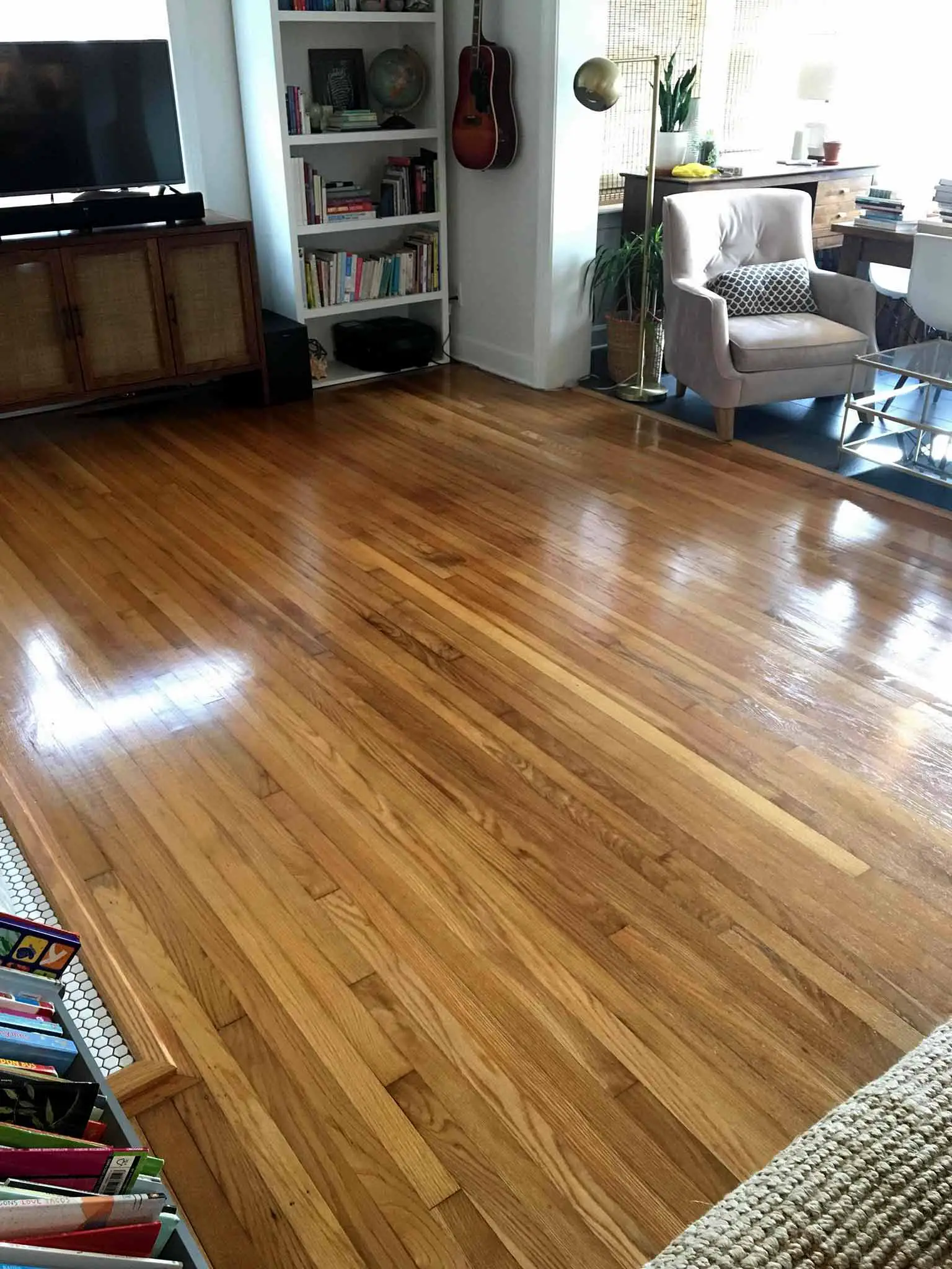 shiny hardwood floors