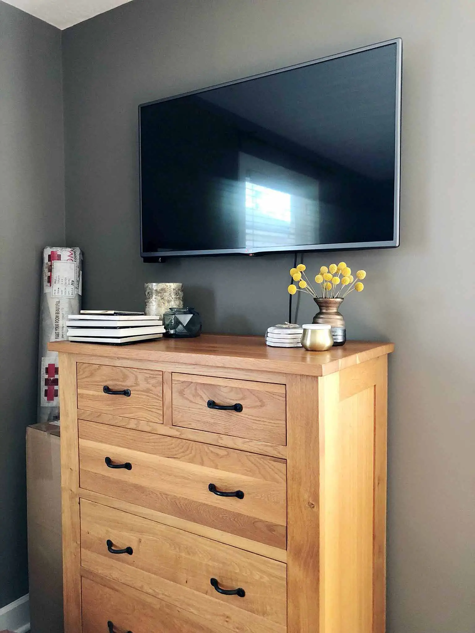 Master Bedroom Progress Mounted TV - The One Room Challenge - That Homebird Life Blog