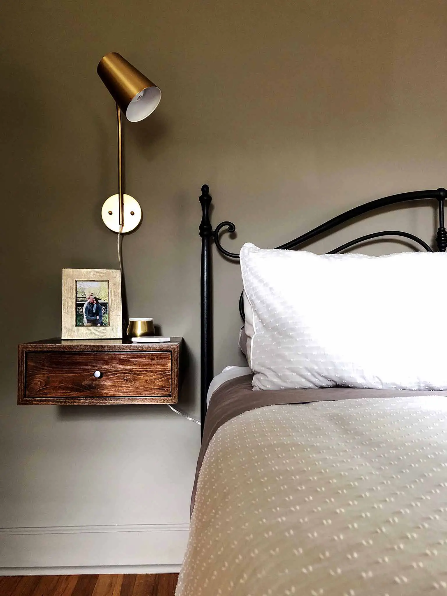 Master Bedroom Progress floating nightstands and wall mounted lamps - The One Room Challenge - That Homebird Life Blog