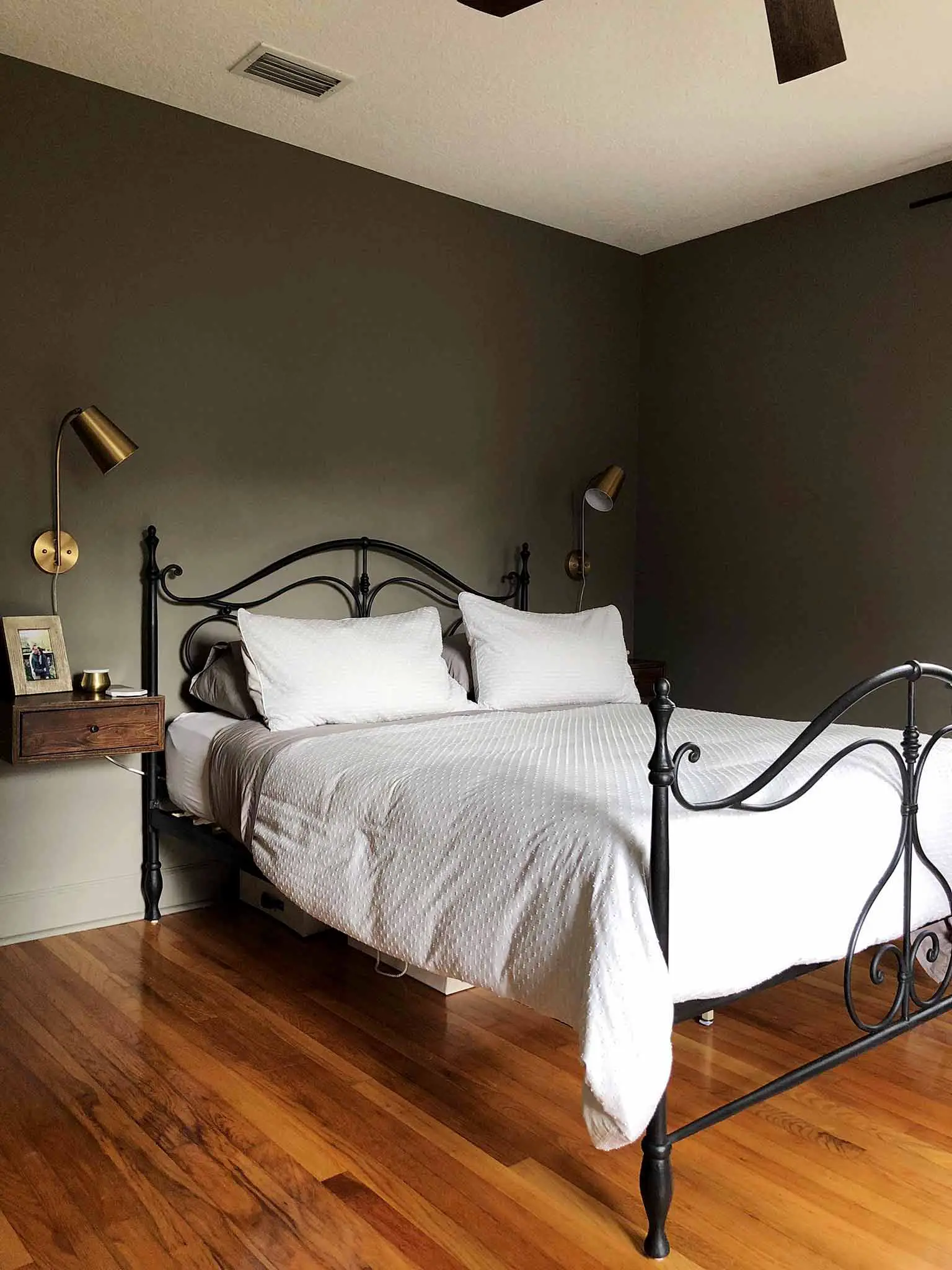 Master Bedroom Progress floating nightstands and wall mounted lamps - The One Room Challenge - That Homebird Life Blog