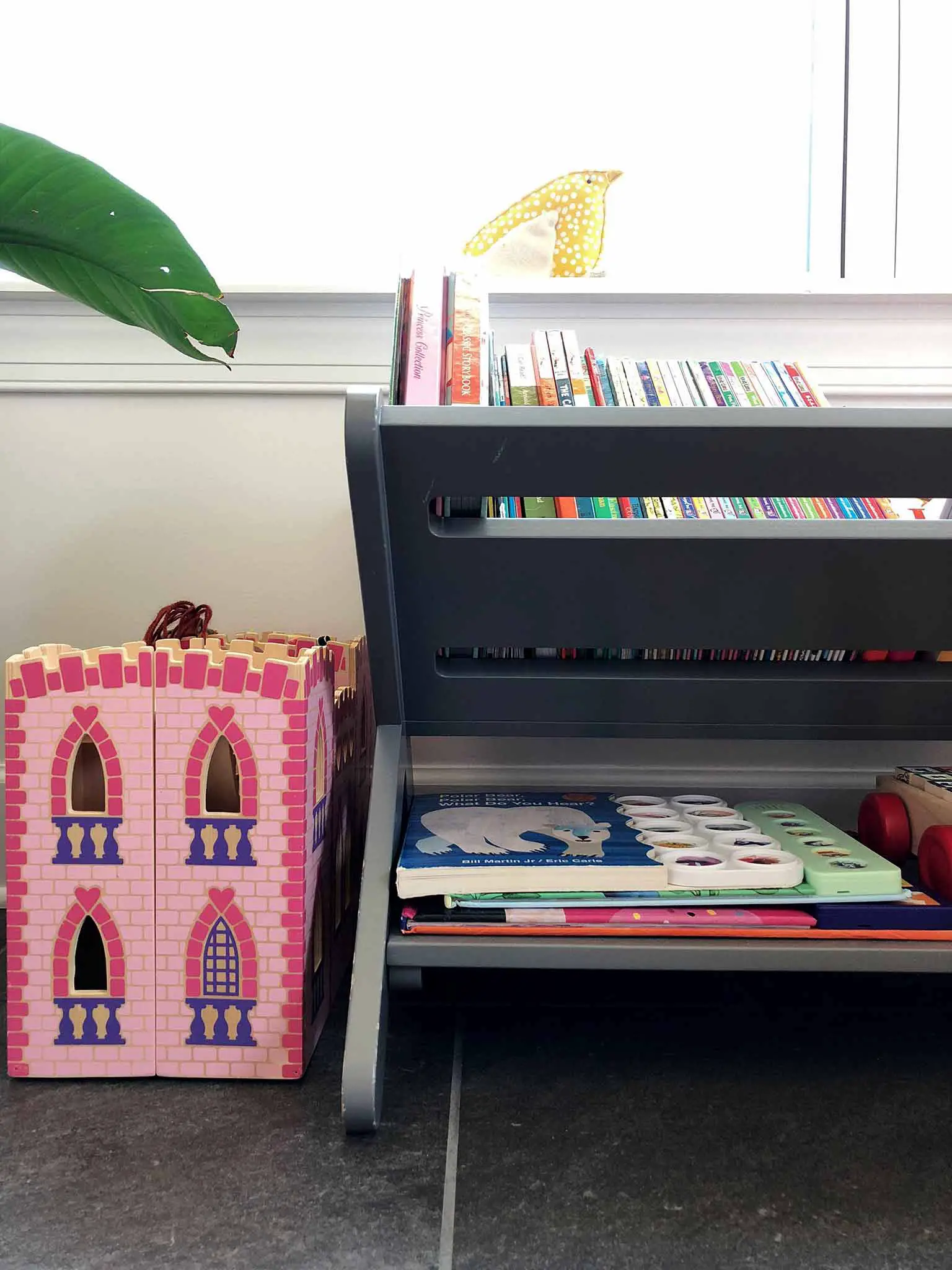 Book caddy - How to Declutter, Organize and Style Kids' Books - That Homebird Life Blog