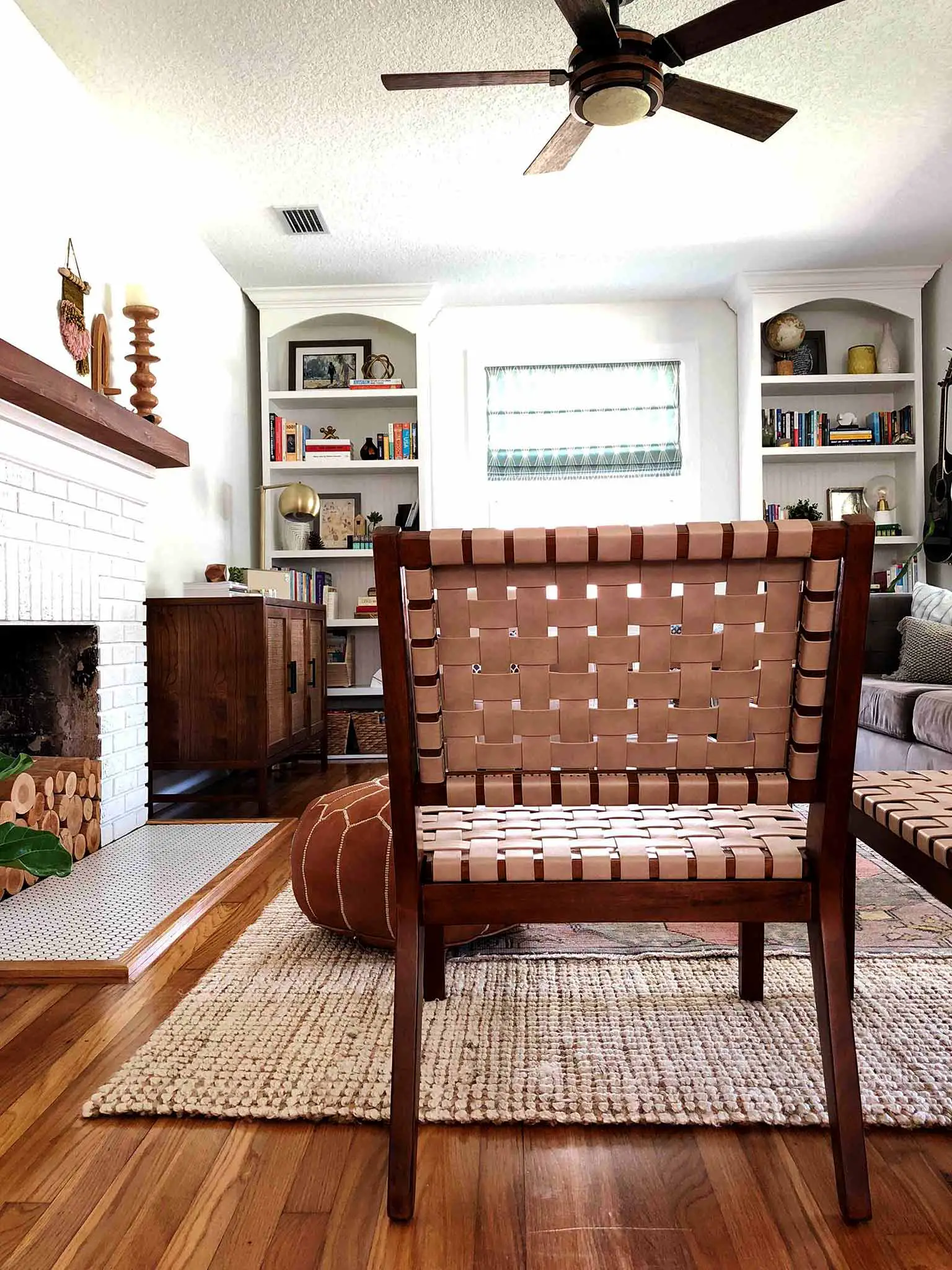 Layered and cozy living room - accent woven chairs Project 62 - That Homebird Life Blog