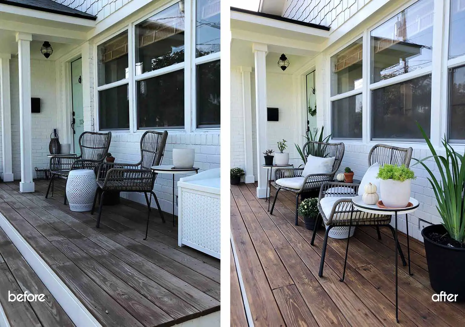 Before and after - Front porch fall makeover reveal - That Homebird Life Blog