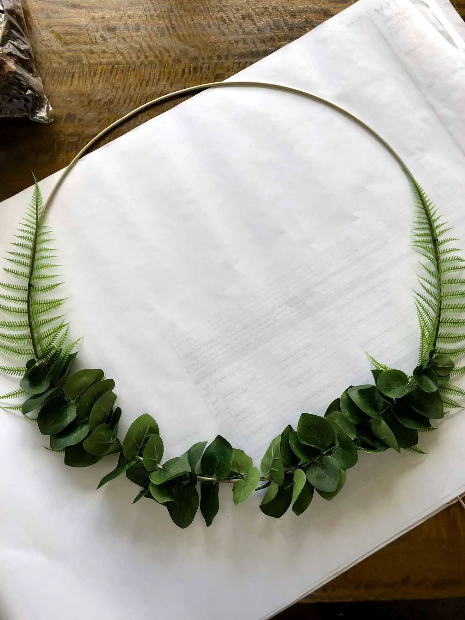 hoop with faux greenery