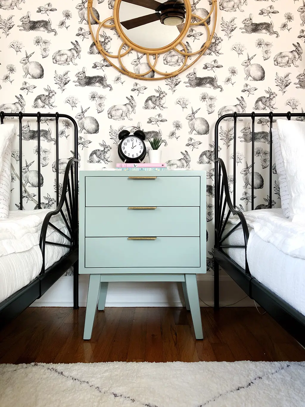 twin beds and nightstand