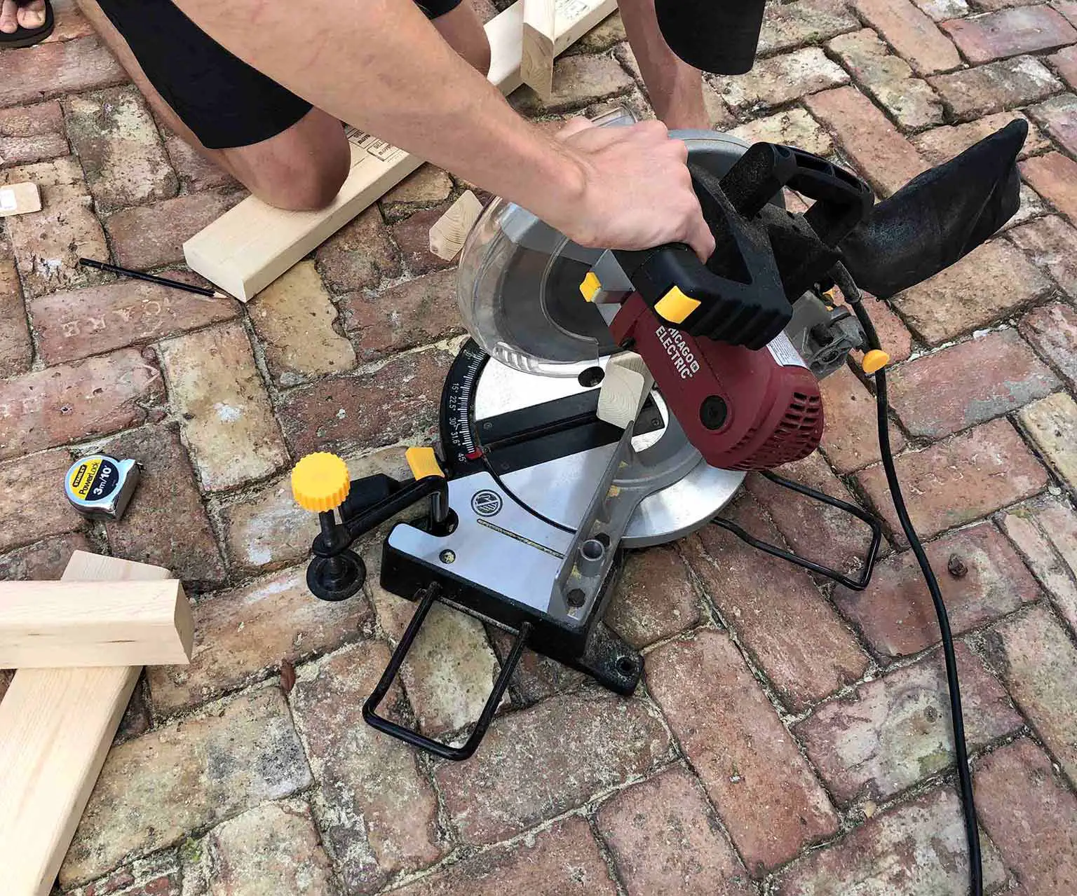 using a miter saw to build a frame