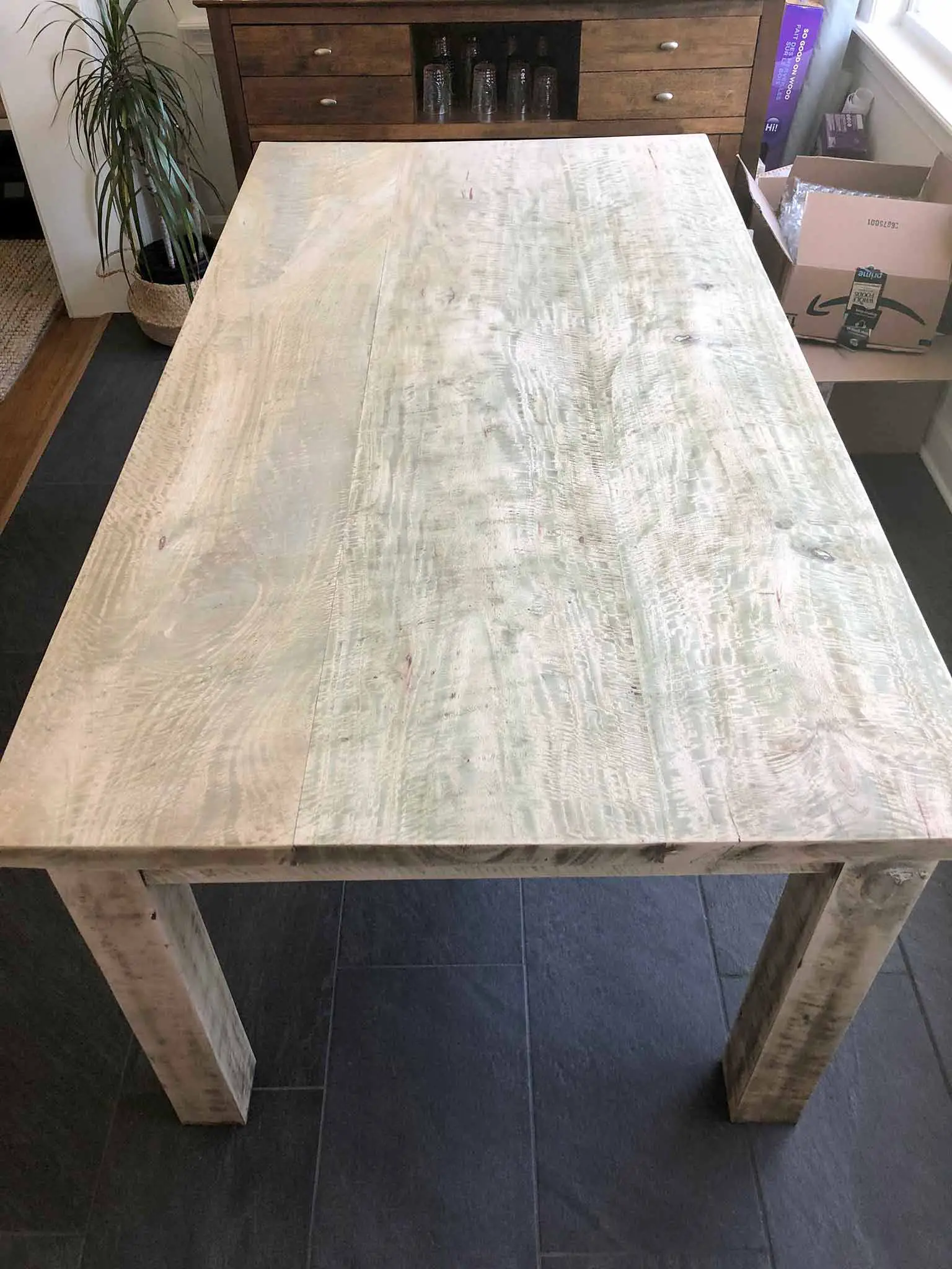 wood table after stripping