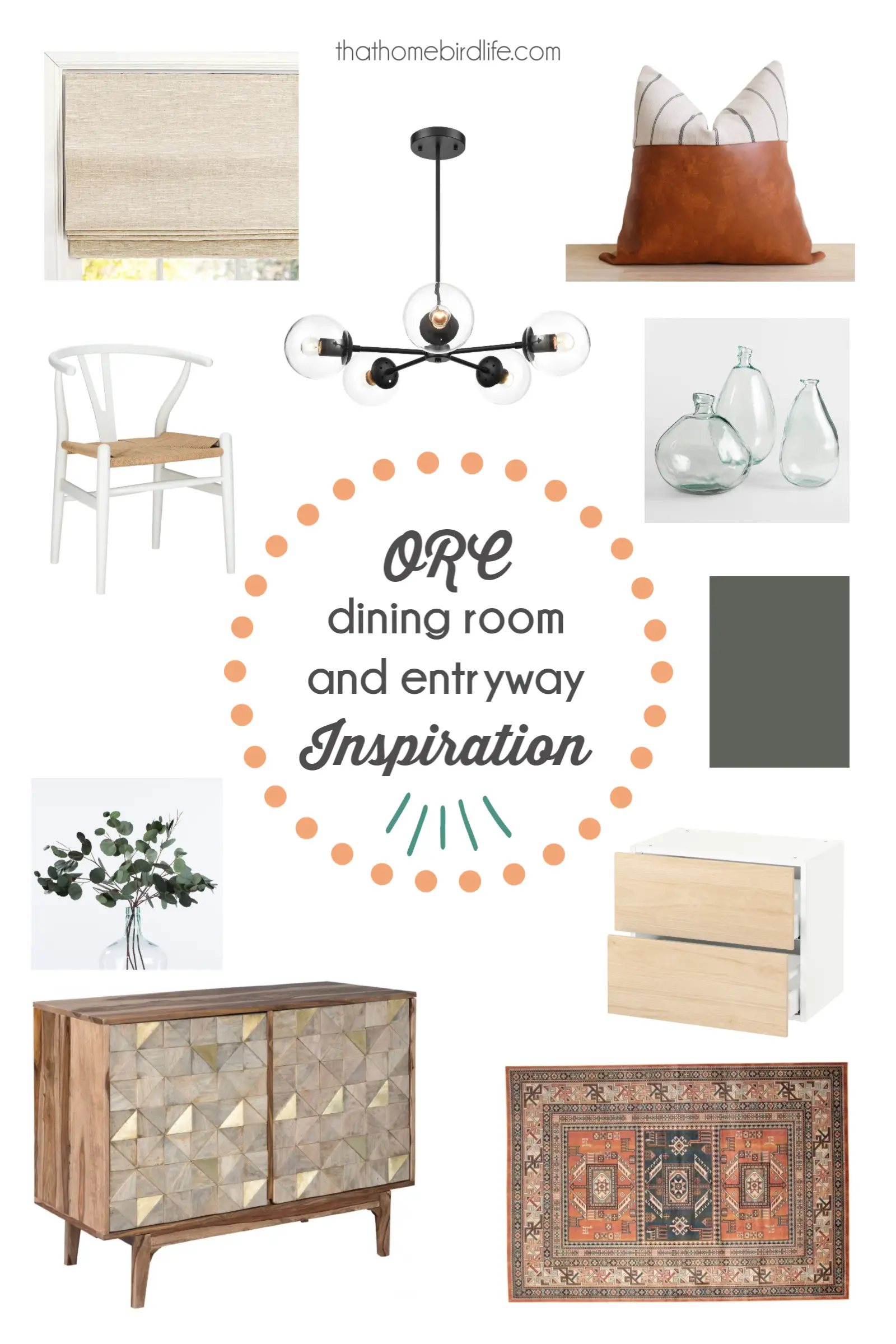 mood board for a dining room and entryway