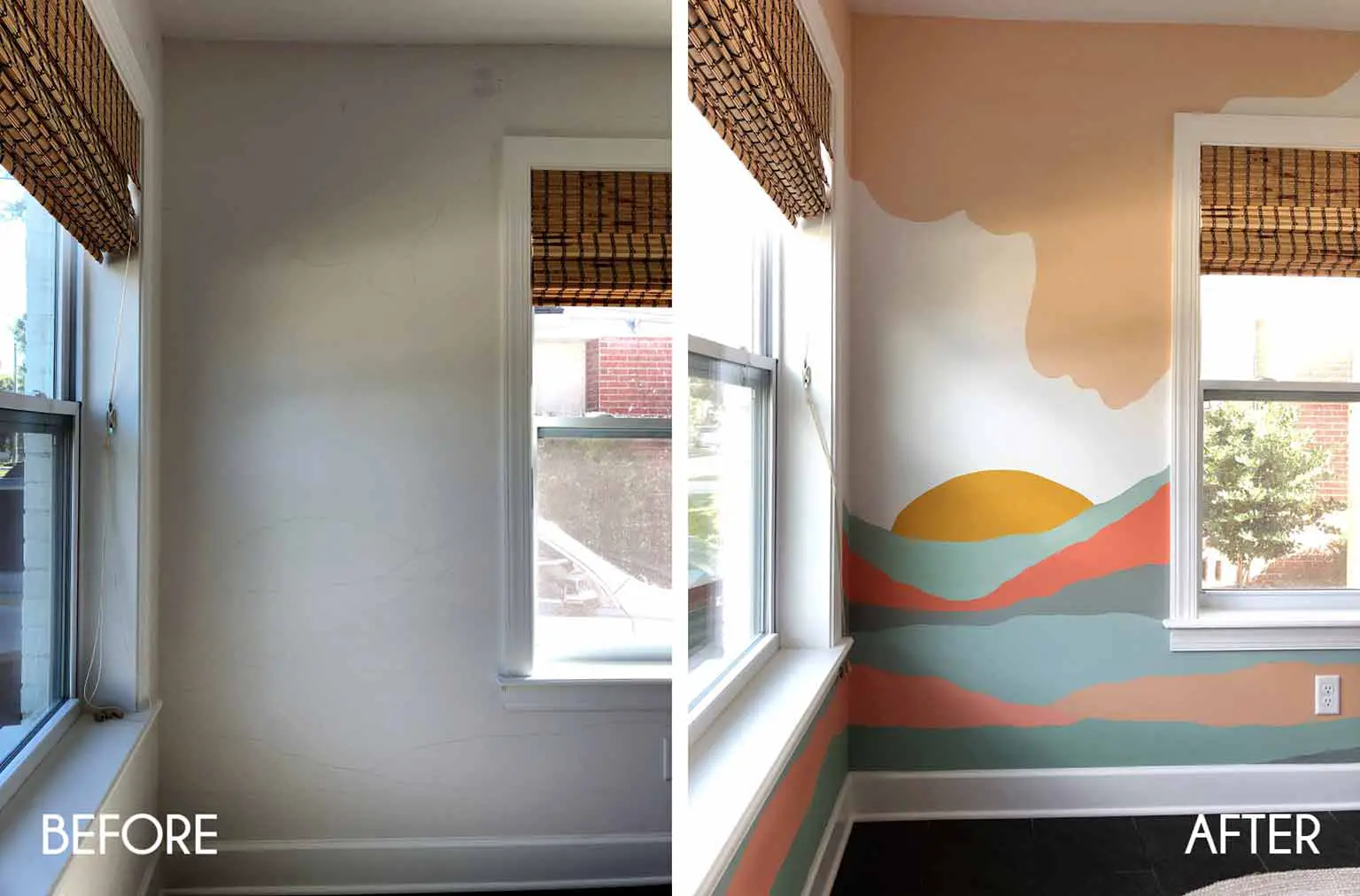 before and after wall mural