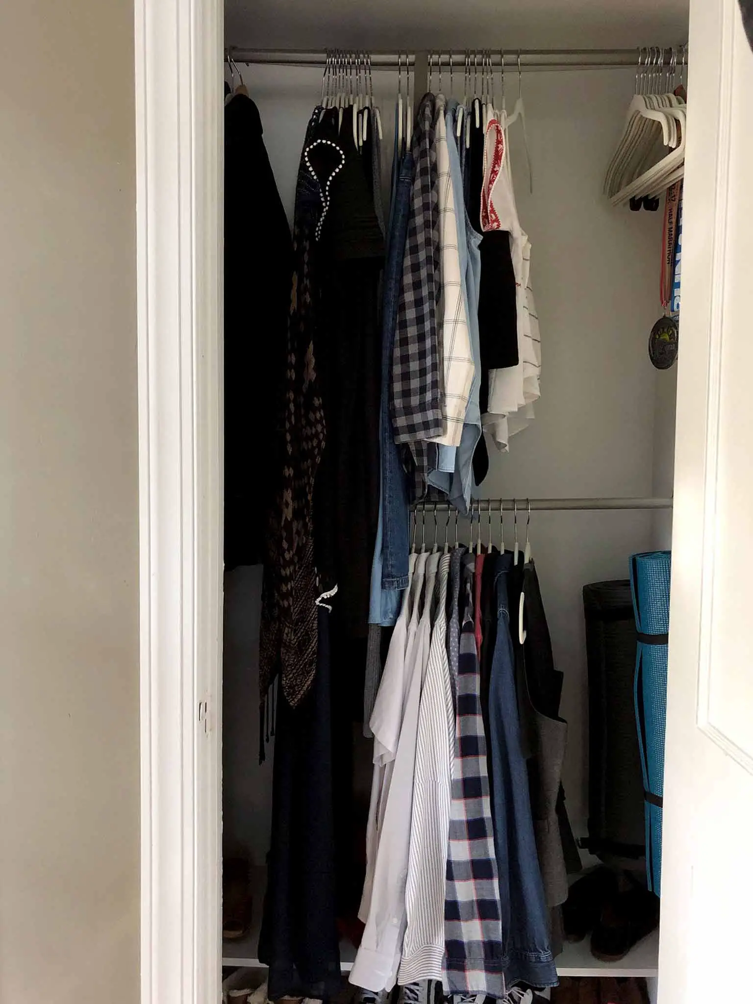 KonMari hanging clothes in closet