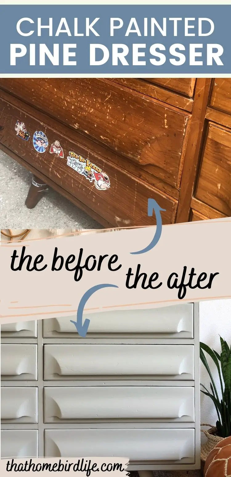 Chalk Painted Pine Dresser before and after