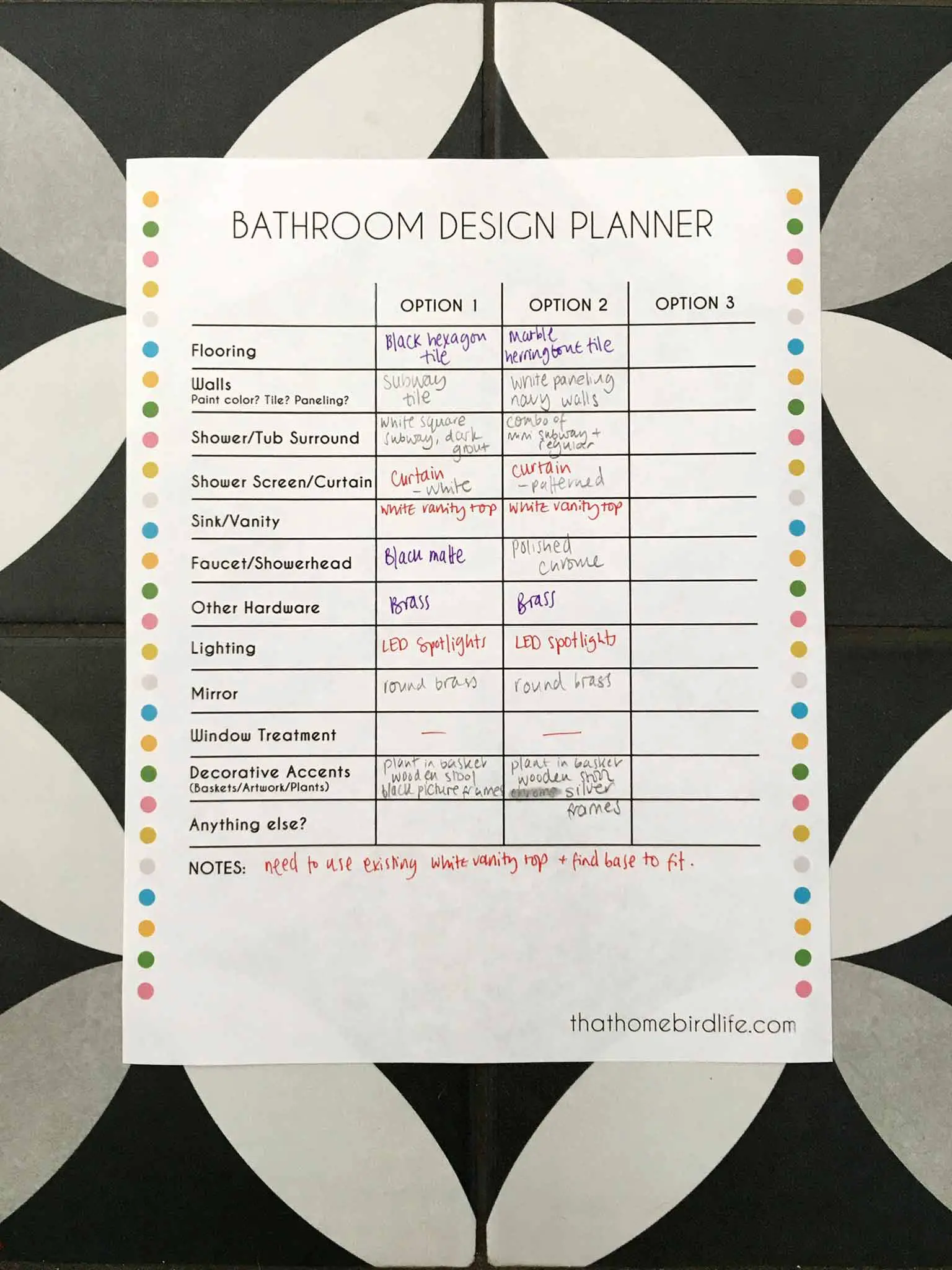 Bathroom design planner printable - That Homebird Life Blog