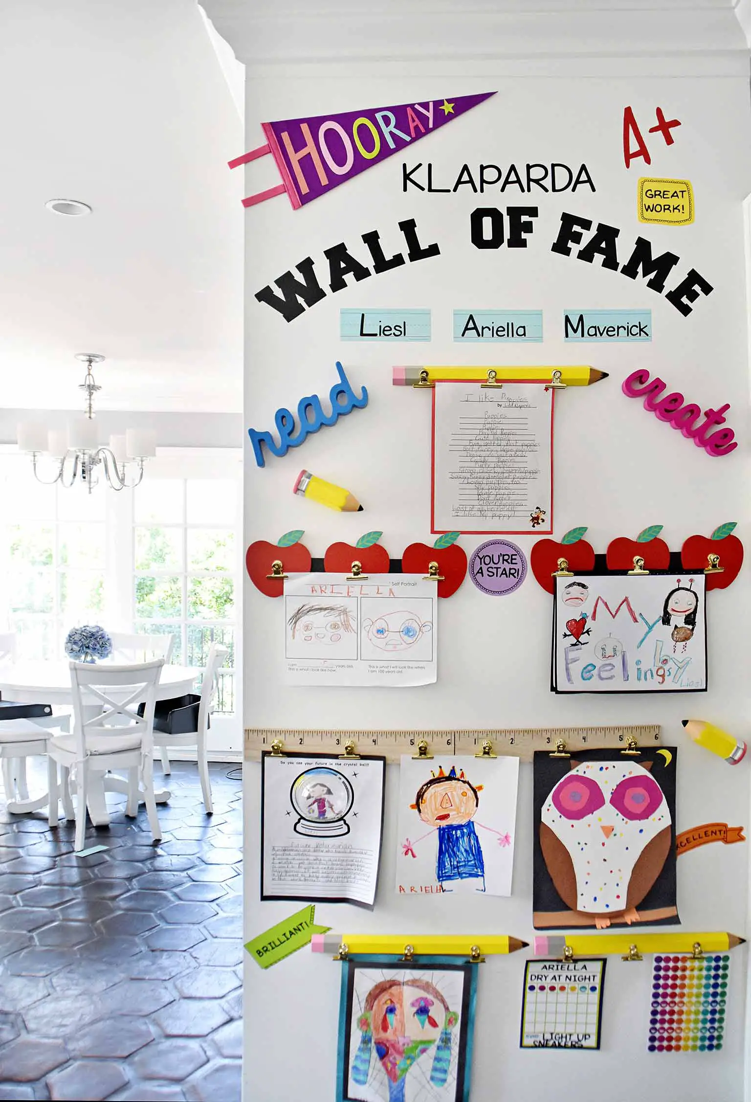 Kids artwork display inspiration - 4 simple steps to keeping your kids' artwork organized - That Homebird Life Blog