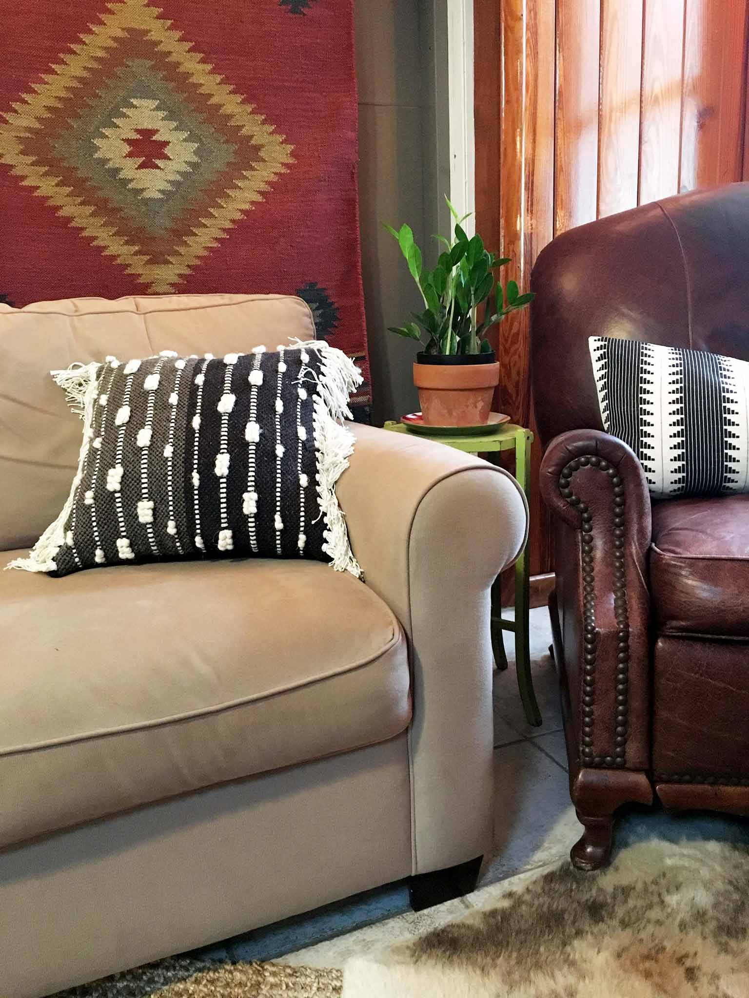 TV nook - A Cozy & Eclectic Bonus Room Makeover - That Homebird Life Blog