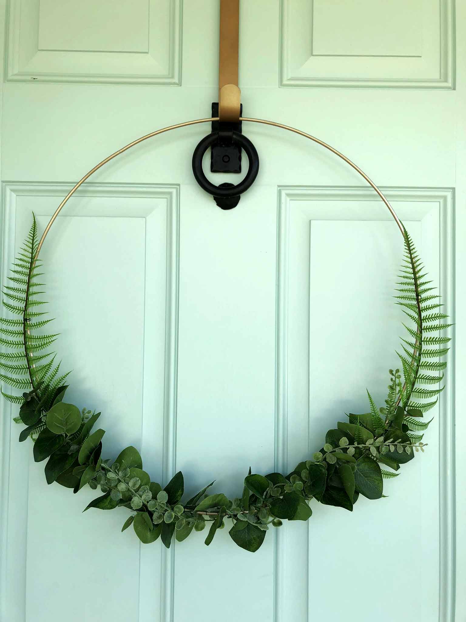 wreath on blue front door