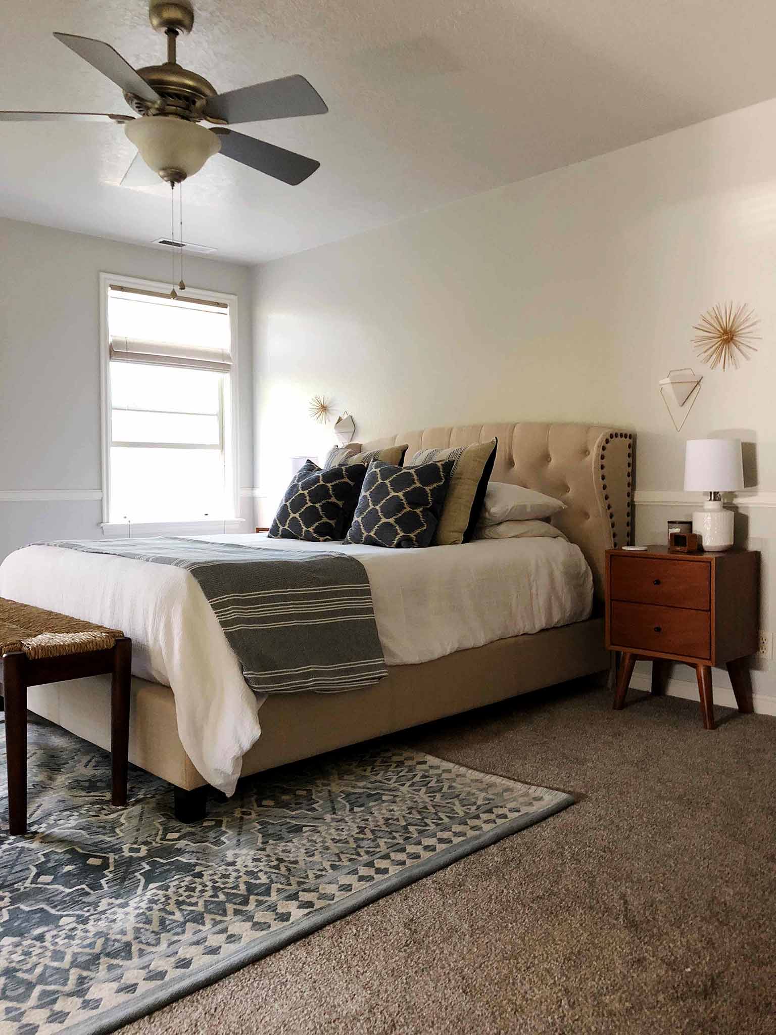 AFTER - Mid Century Modern, Coastal, Master Bedroom Makeover - That Homebird Life Blog