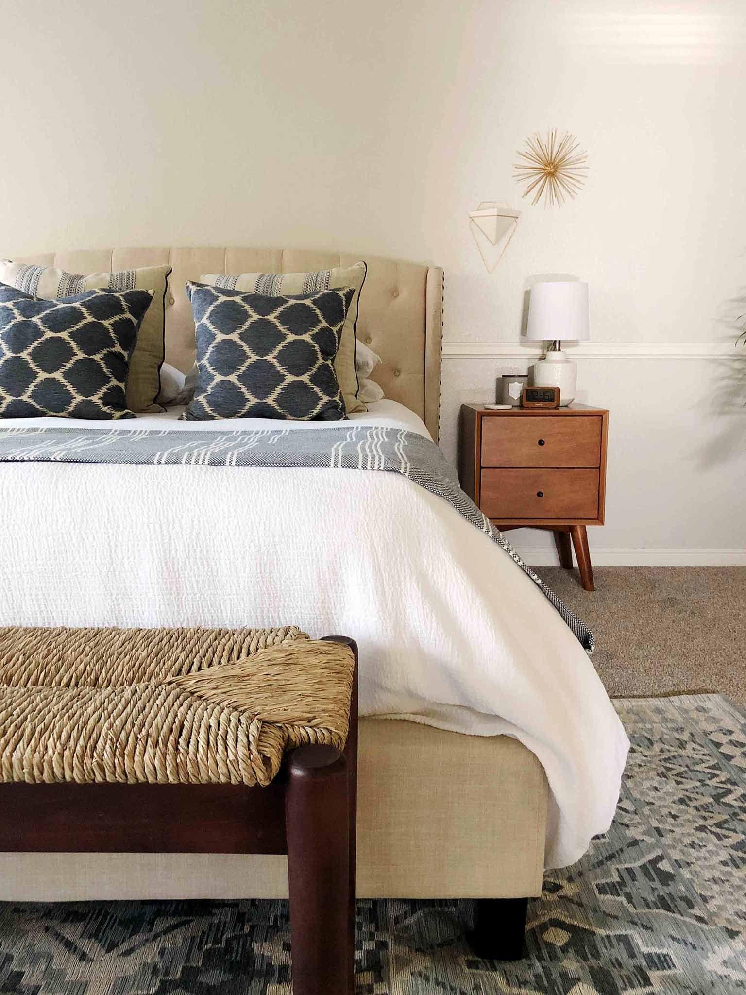 AFTER - Mid Century Modern, Coastal, Master Bedroom Makeover - That Homebird Life Blog