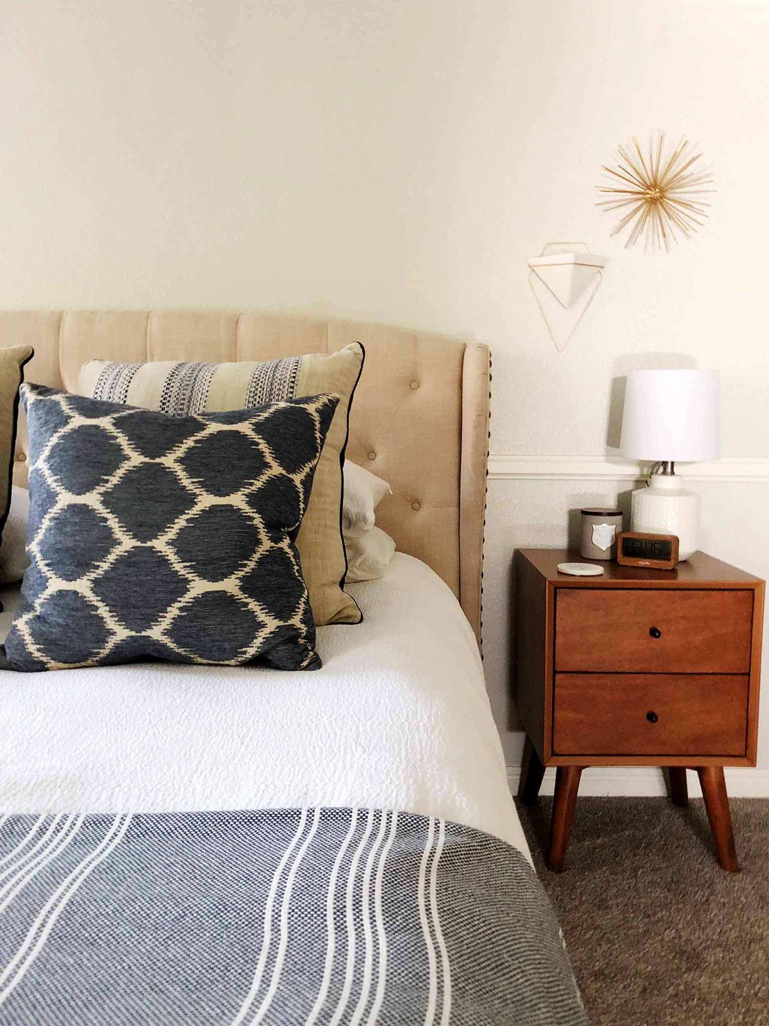 AFTER - Mid Century Modern, Coastal, Master Bedroom Makeover - That Homebird Life Blog