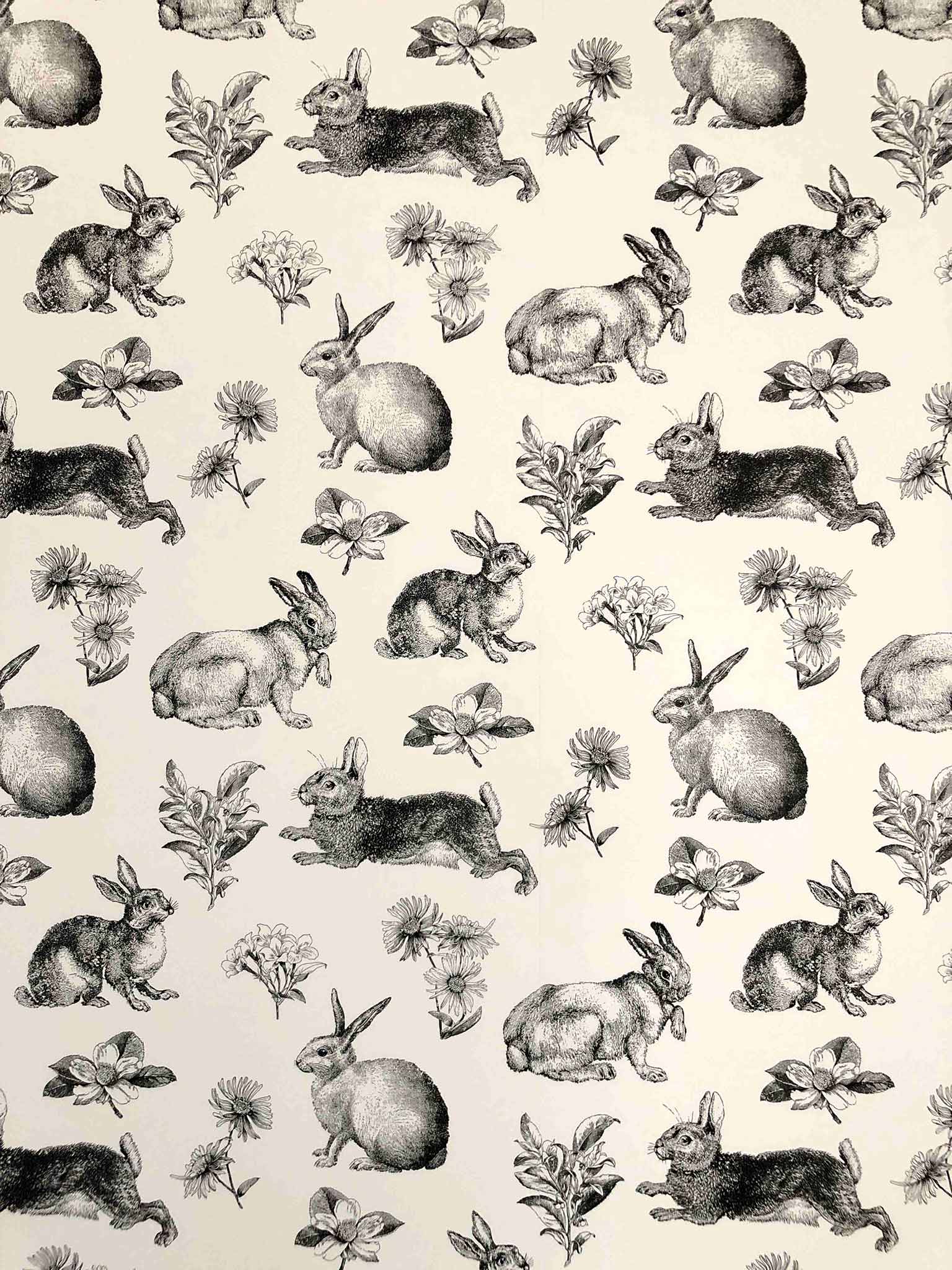 Toile lapin wallpaper - Guest Participant of the One Room Challenge - That Homebird Life Blog