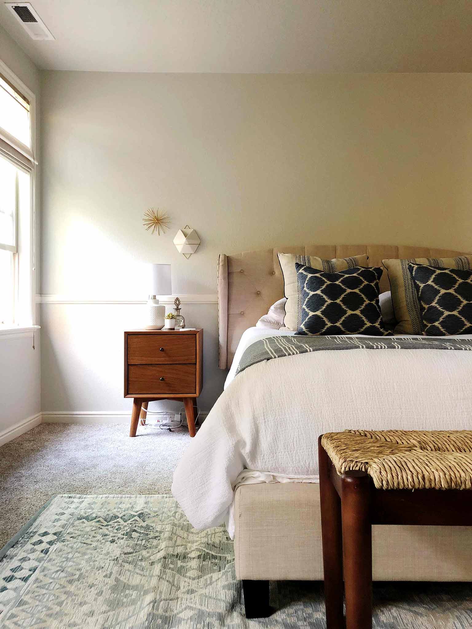 AFTER - Mid Century Modern, Coastal, Master Bedroom Makeover - That Homebird Life Blog