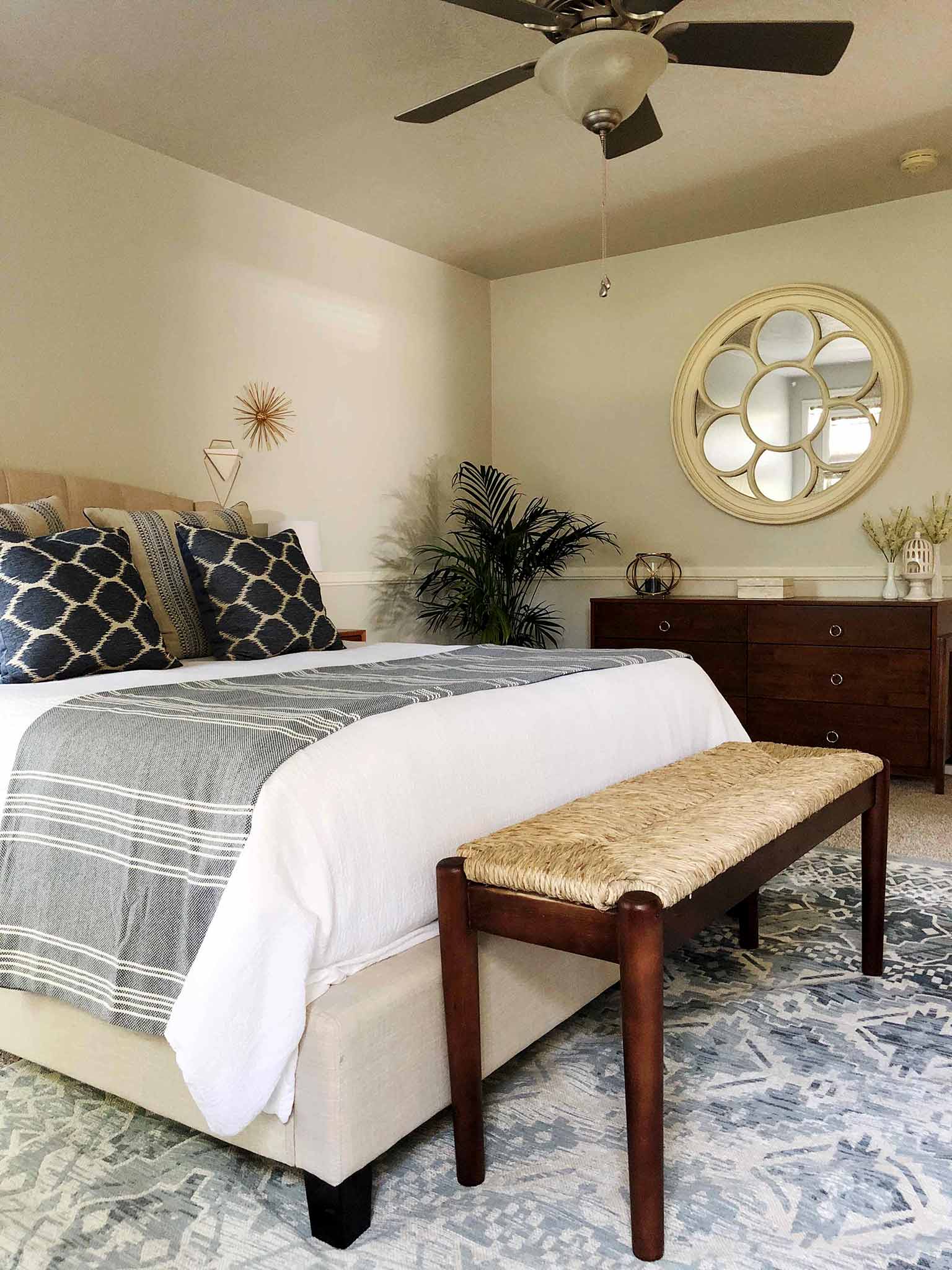 AFTER - Mid Century Modern, Coastal, Master Bedroom Makeover - That Homebird Life Blog