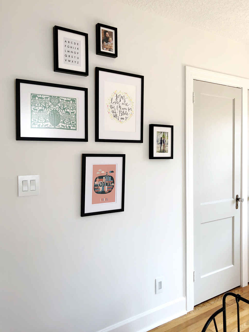 gallery wall and closet door