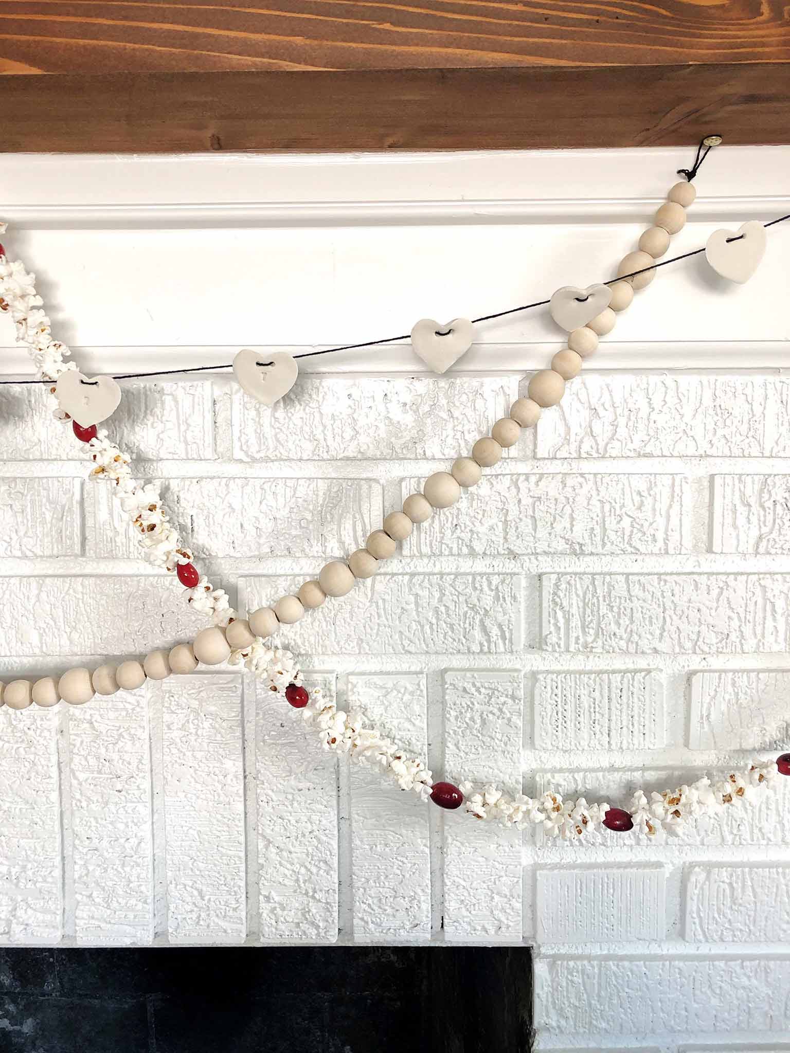 fireplace with 3 garlands