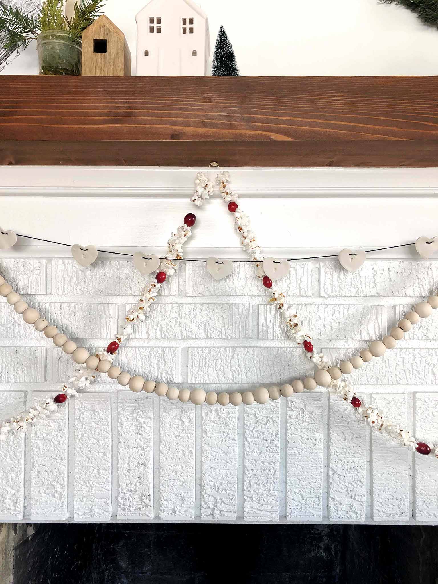 fireplace with 3 garlands