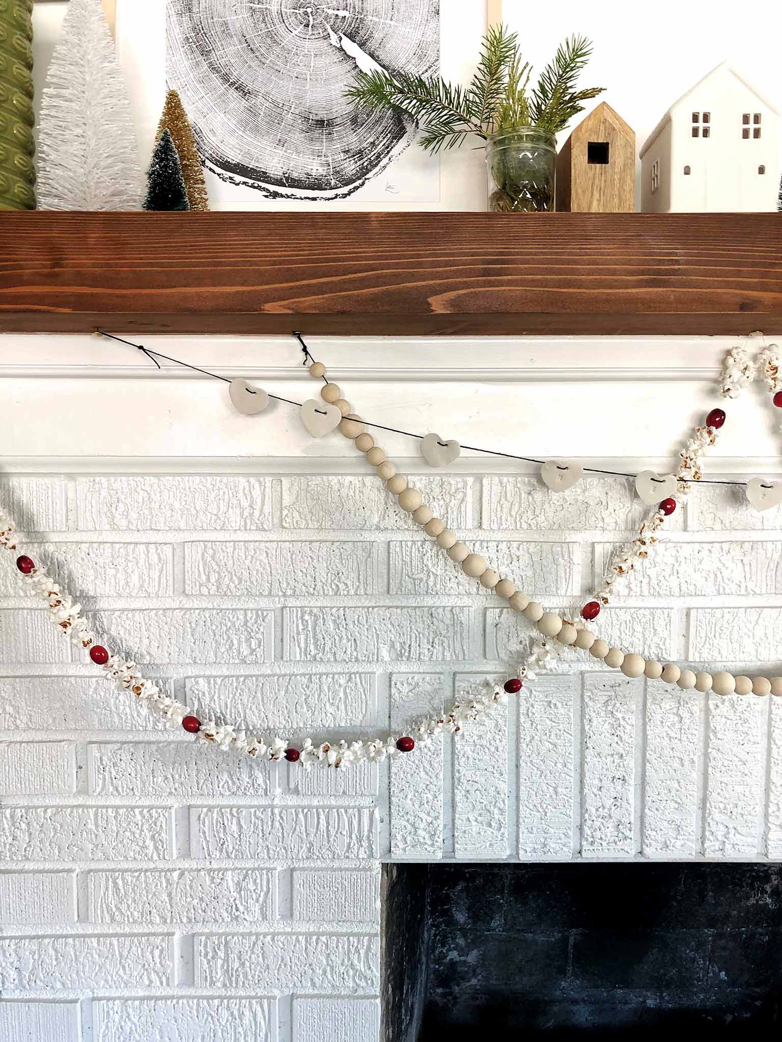 fireplace with 3 garlands