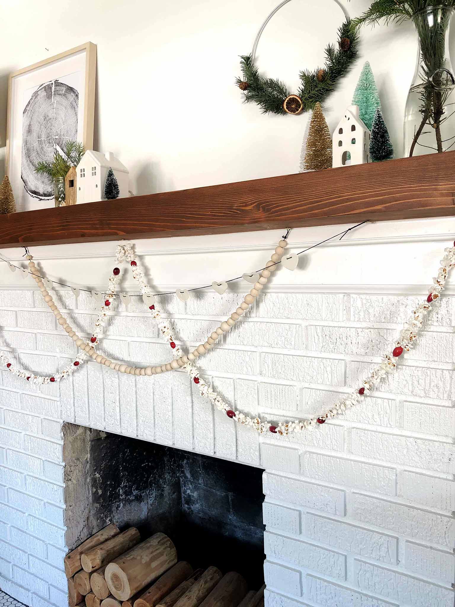 fireplace with 3 garlands