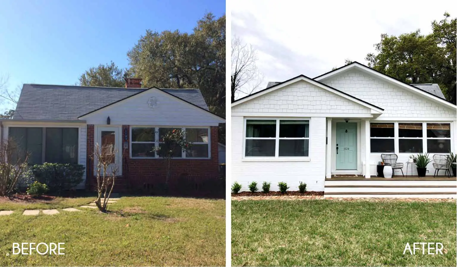 Before and After views of our home exterior