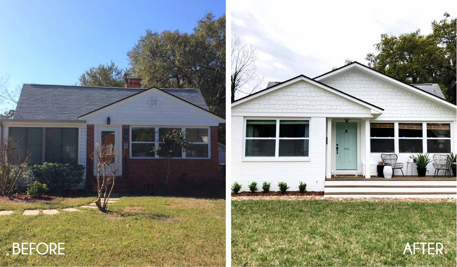 Before and After views of our home exterior