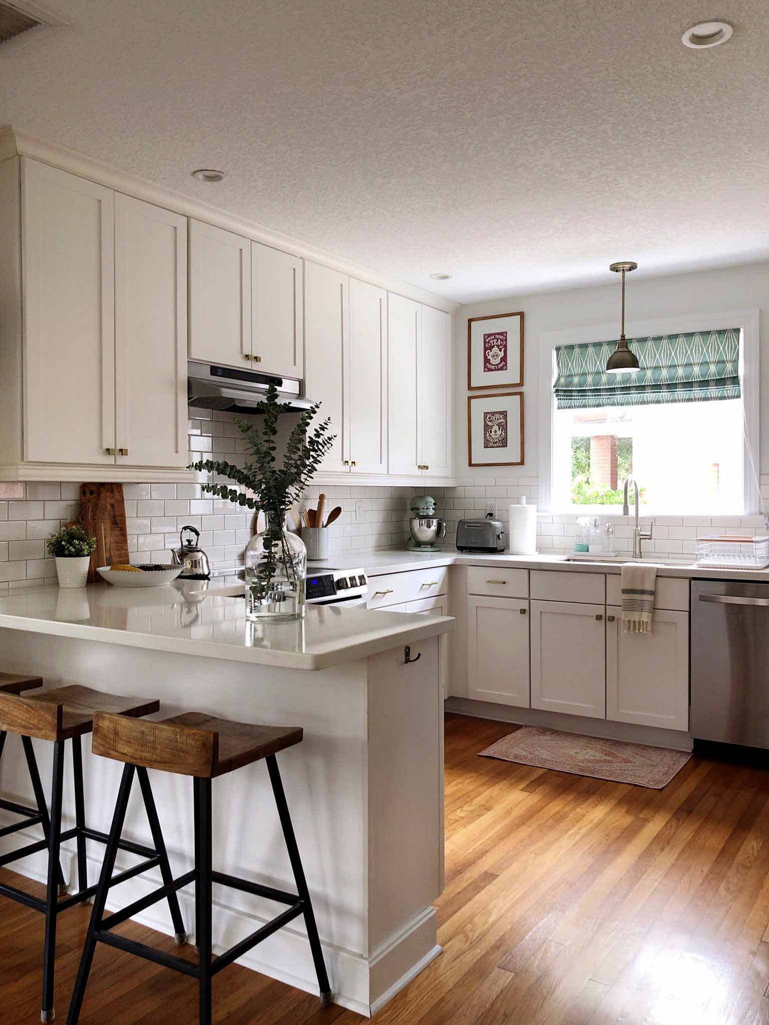 kitchen with white cabinets