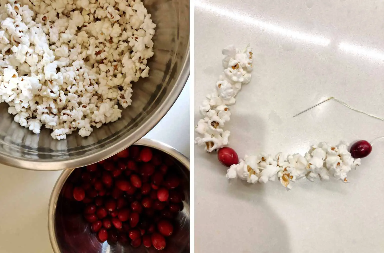 popcorn and cranberry garland