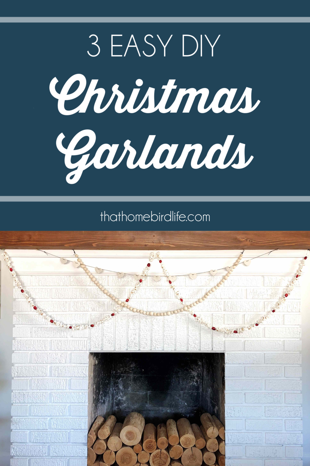 fireplace with 3 garlands