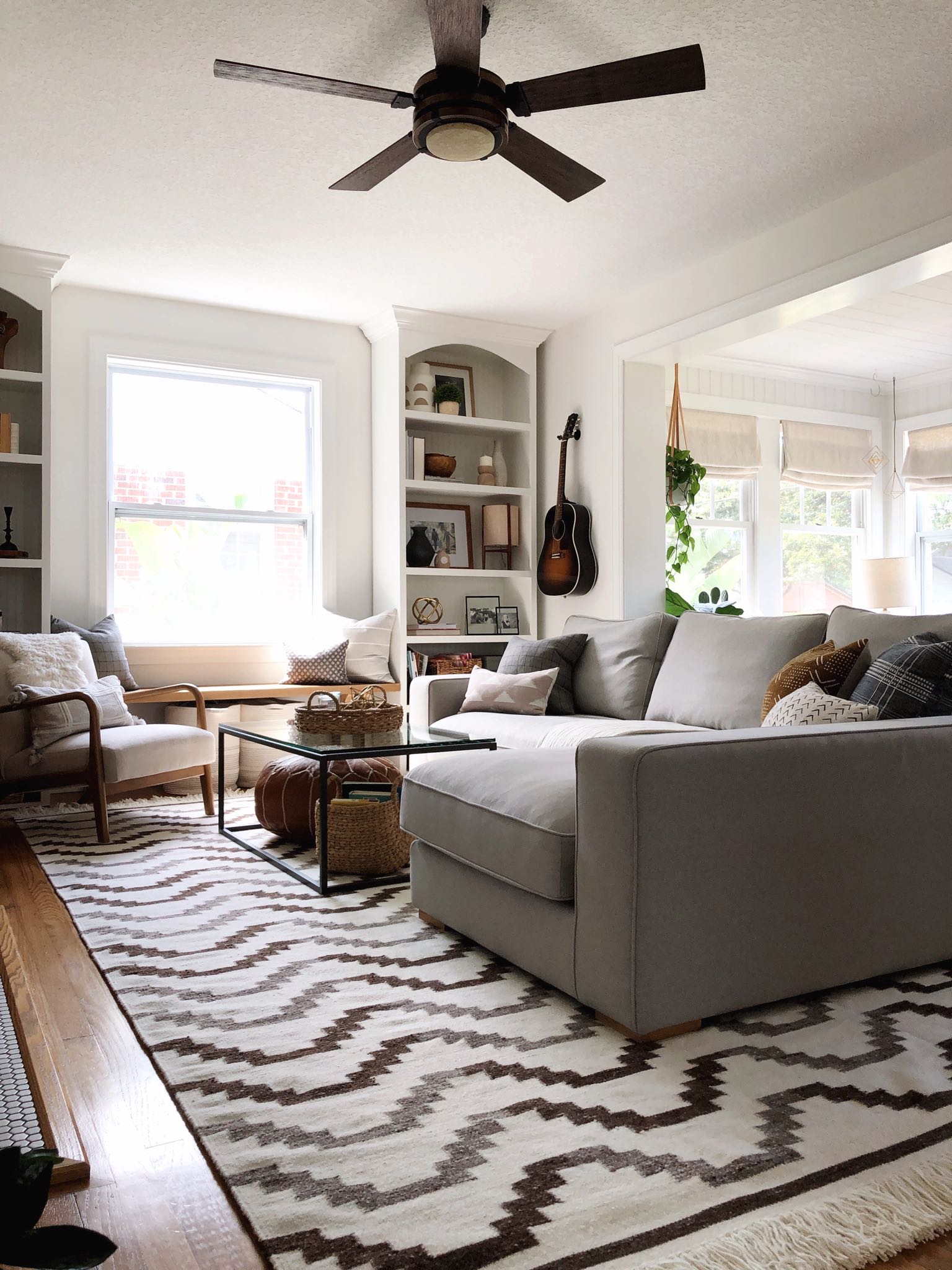 classic living room with sectional