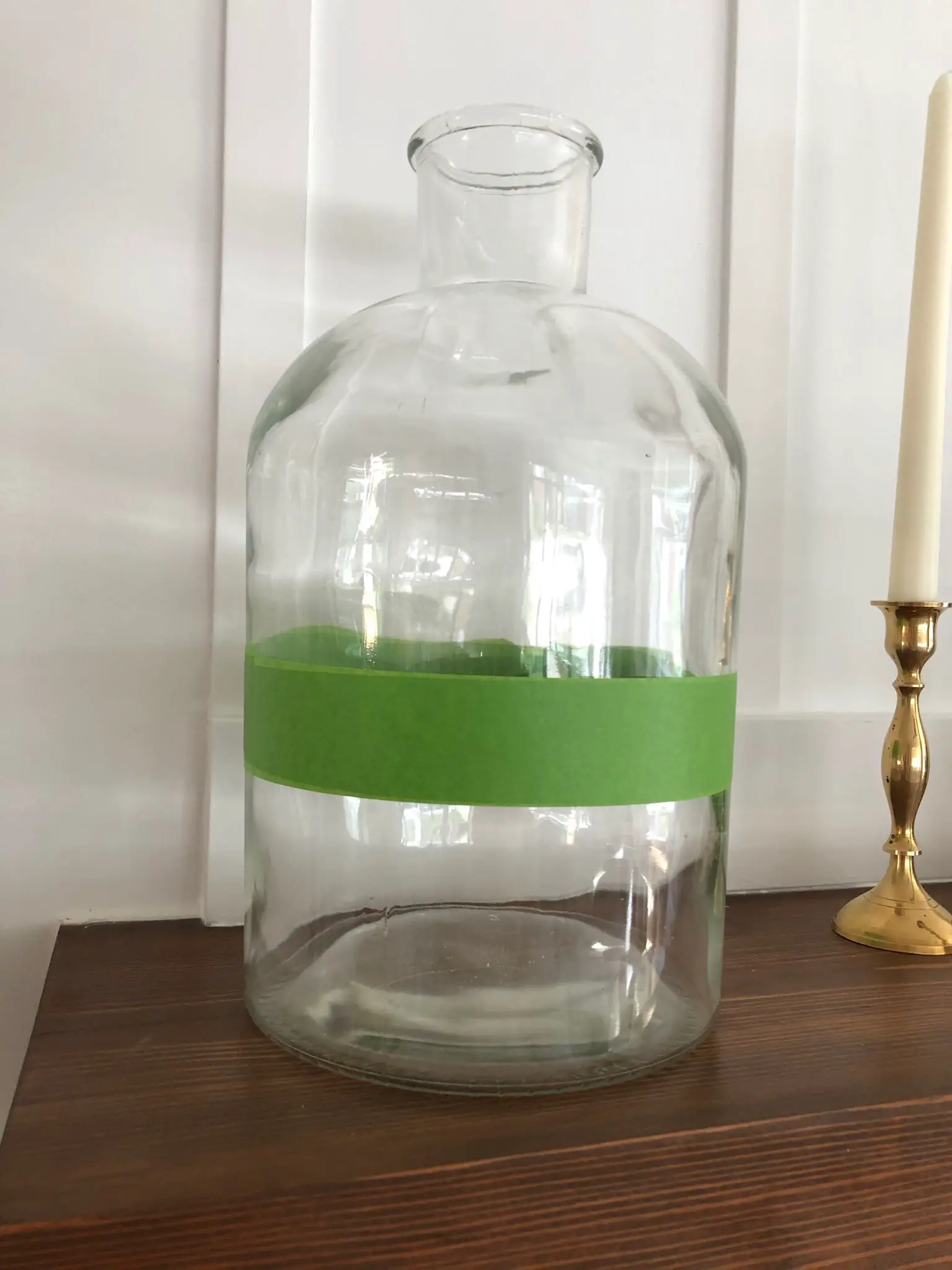 glass vase with painter's tape