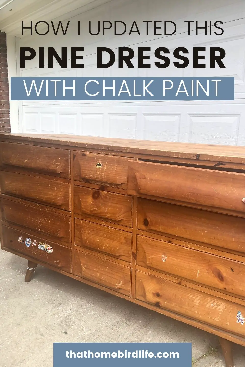Chalk Painted Pine Dresser before and after