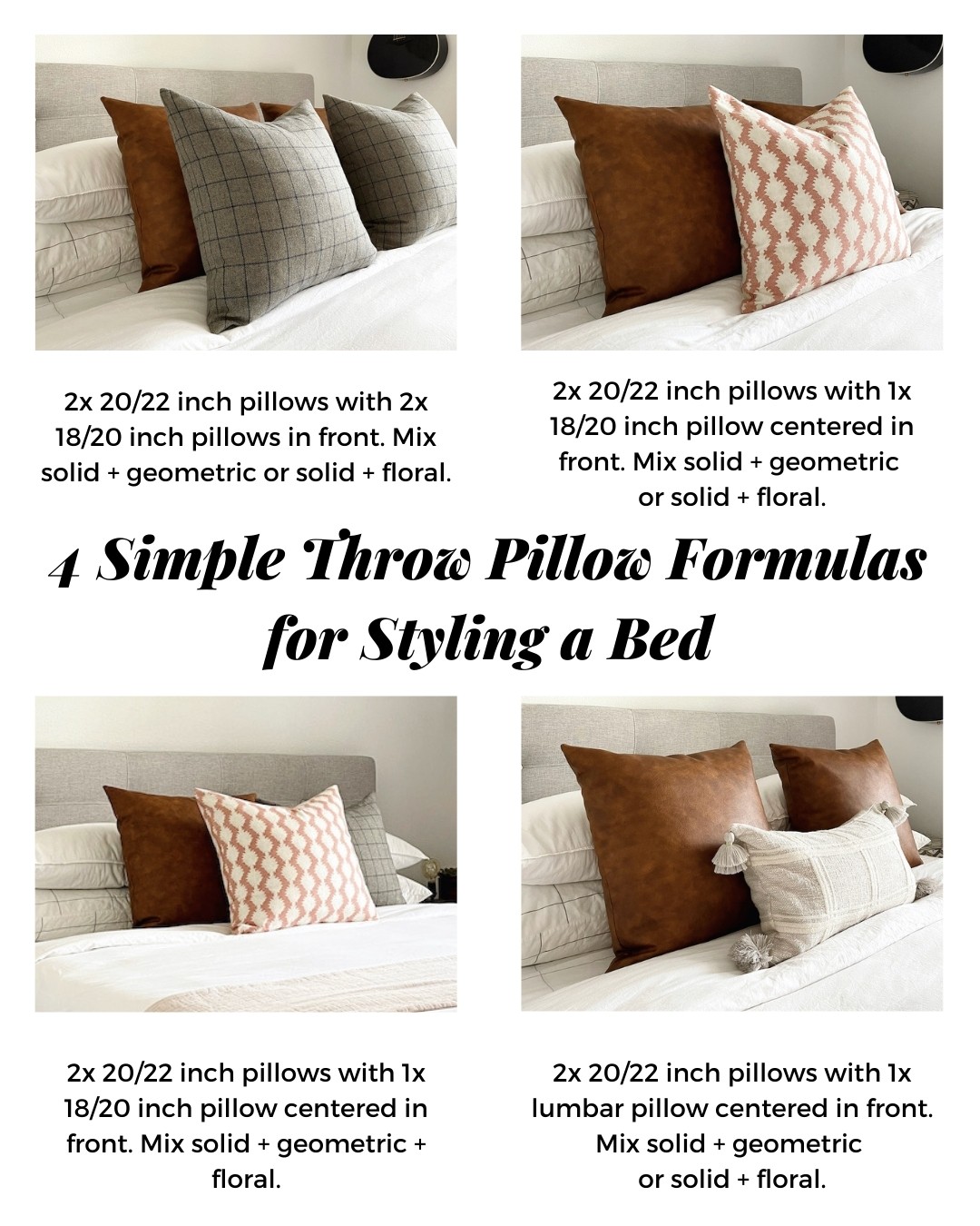 four different ways to arrange throw pillows