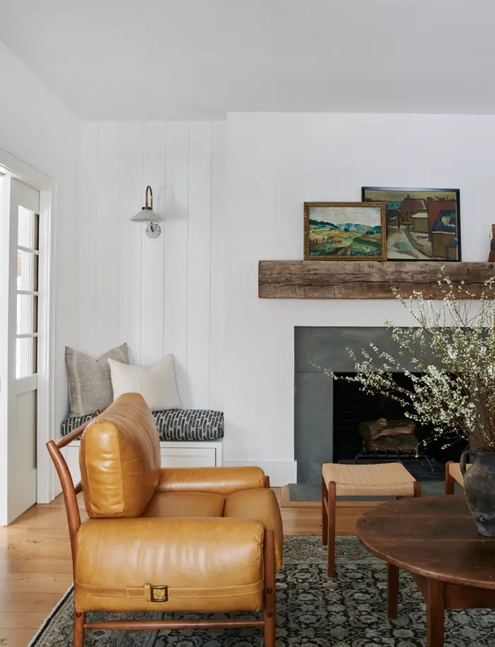 vertical paneling detail with fireplace