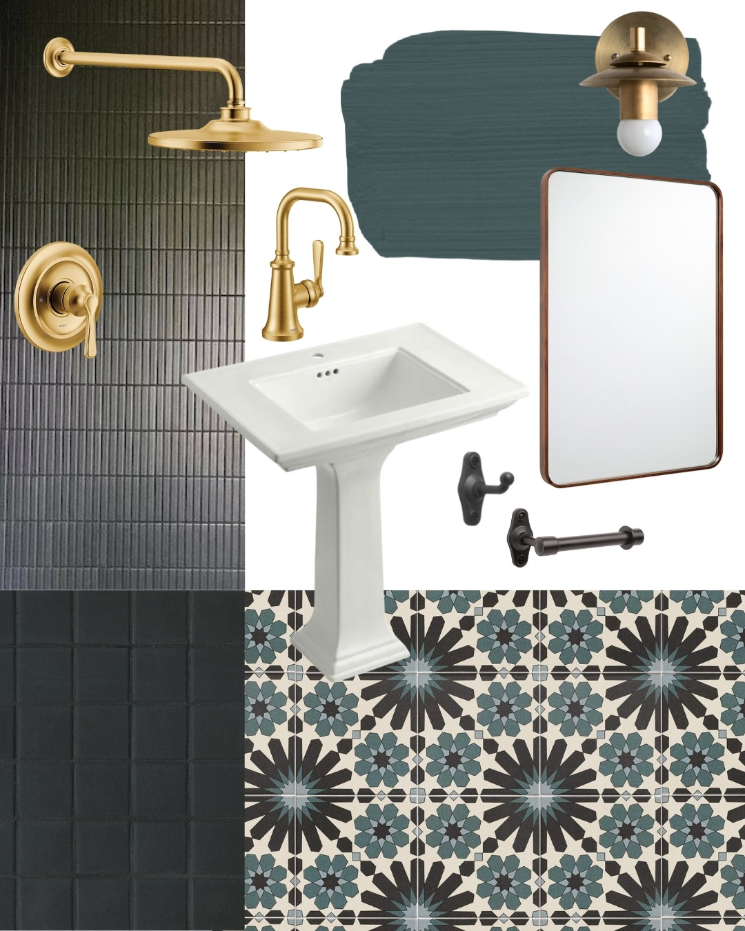 mood board for our guest bathroom