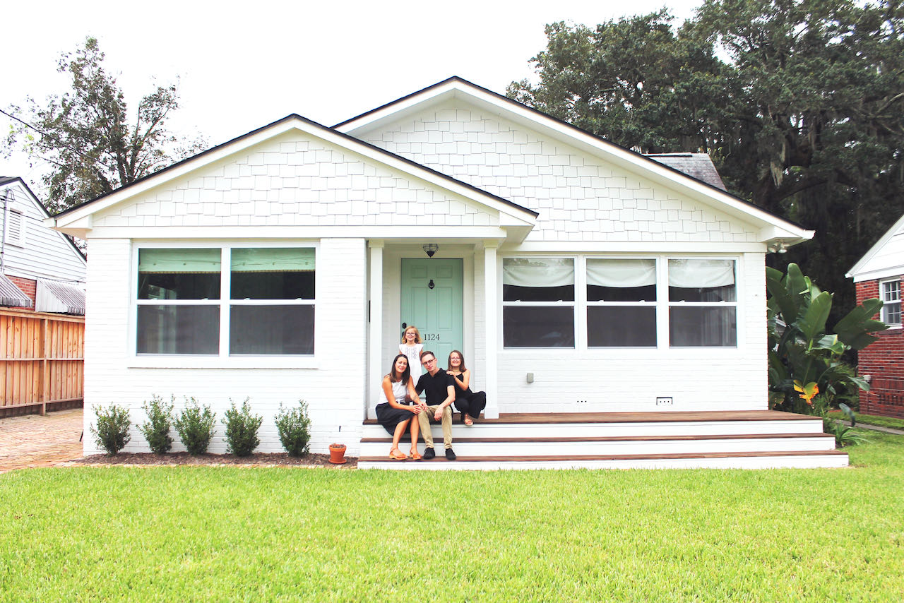 white brick house exterior