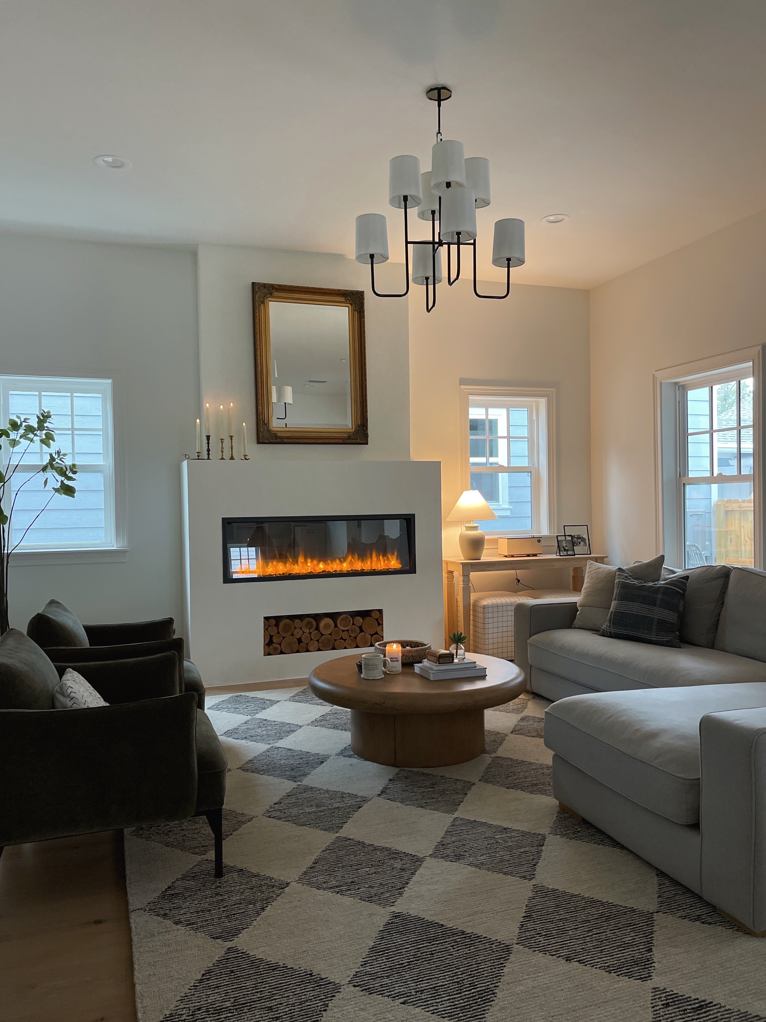 living room with fireplace