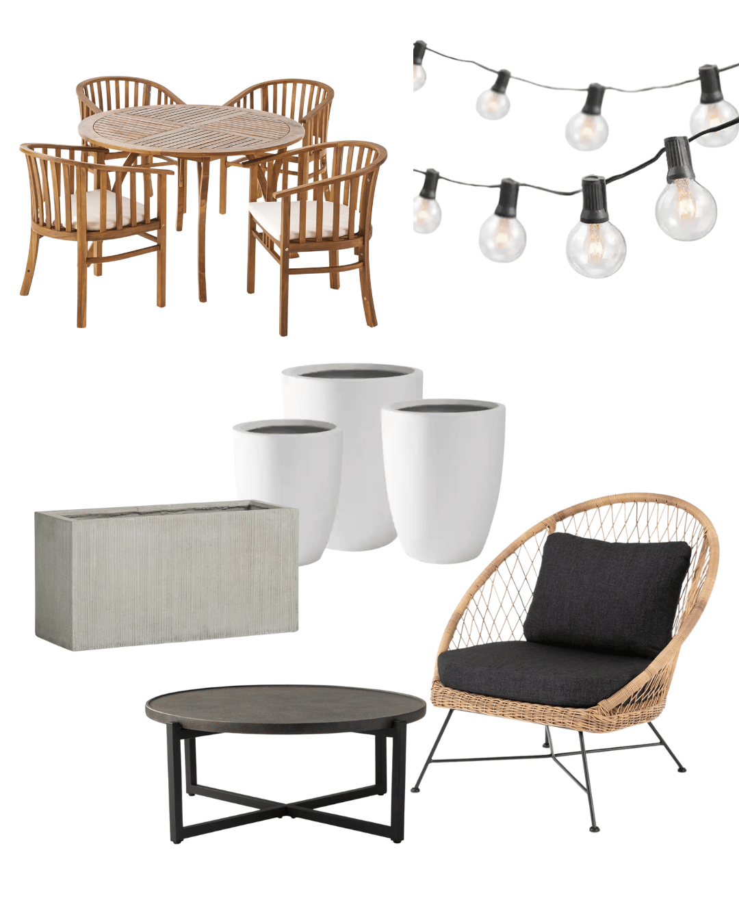 moodboard with outdoor furniture selections